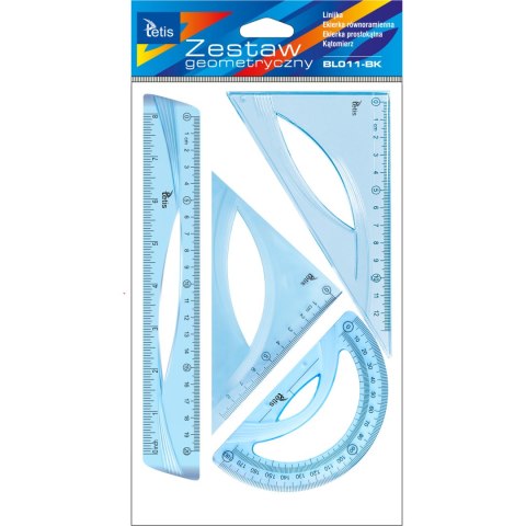 Zestaw geometryczny z linijką 20cm NIEBIESKI BL011-BK TETIS