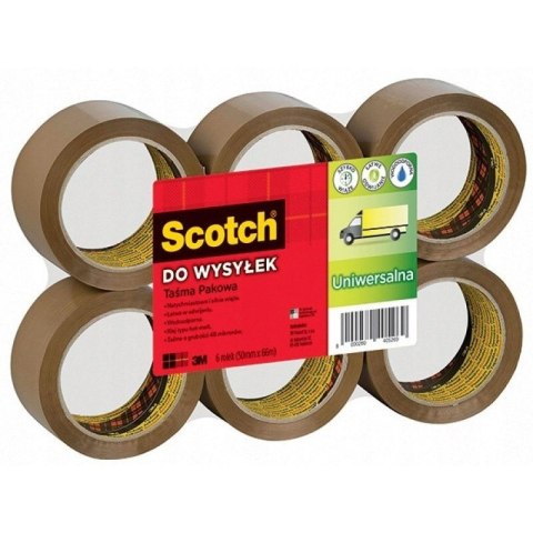 Taśma pakowa SCOTCH 371 (6szt) Hot-melt brązowa 48x66m 3M