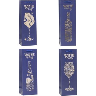 Torebka prezentowa 12x35x9cm na butelkę TBF-24156-BB ROZETTE