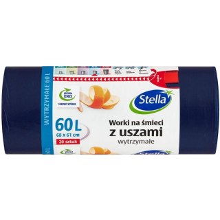 Worki na śmieci 60L z uszami wytrzymałe (20szt) granatowe (HD-LD) WNS-9725V1 STELLA