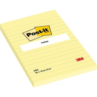 KARTECZKI POST-IT 102x152mm LINIE ŻÓŁTE (100)