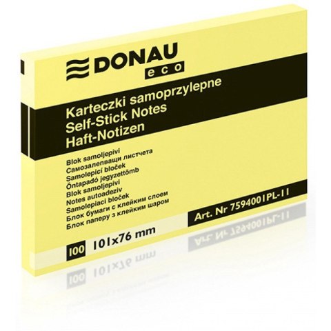 Karteczki Donau Eco 76x101mm żółte (100)