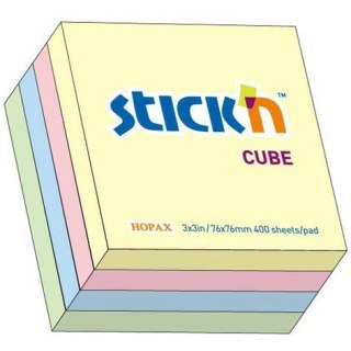 KARTECZKI STICK'N 76*76mm 4 KOLORY PASTEL (400)