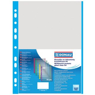 Koszulki Donau A4/40µm (brzeg niebieski) groszkowe (100)