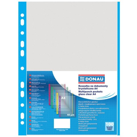 Koszulki Donau A4/40µm (brzeg niebieski) groszkowe (100)