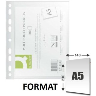 Koszulki Q-Connect A5/50µm krystaliczne (100)