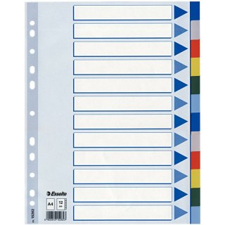PRZEKŁADKI PP ESSELTE A4 INDEX 12 KOLORÓW
