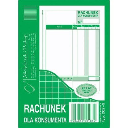 RACHUNEK DLA KONSUMENTA A6 (WIELOKOPIA)