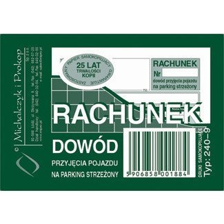 RACHUNEK DOWÓD PRZYJECIA POJAZDU NA PARKING A7 (WIELOKOPIA)