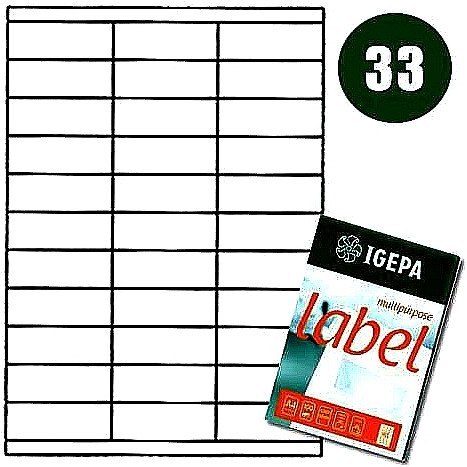 ETYKIETY A4 IGEPA 70,0*25,4mm BIAŁE (100)