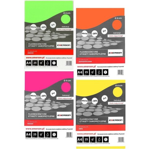 Etykiety Emerson A4 śr.40mm pomarańczowe (25)