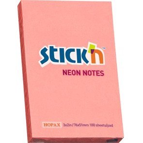 KARTECZKI STICK'N 51*76mm CIEMNORÓŻOWE NEON (100)