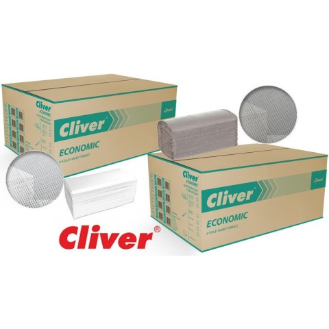 Ręczniki składane Cliver Economic V-Fold 1w makulatura szare (20x200)