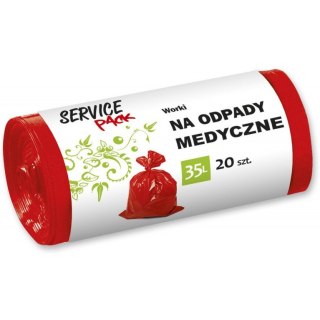 WORKI NA ODPADY MEDYCZNE 35L LDPE CZERWONE (20)