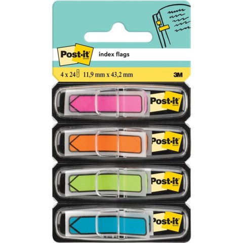 ZAKŁADKI POST-IT 12*43mm STRZAŁKI 4 KOLORY NEON (4x24)