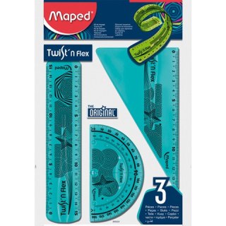 ZESTAW MAPED TWIST'N FLEX: LINIJKA EKIERKA KĄTOMIERZ