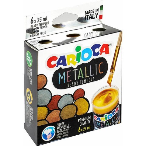 Farba tempera Carioca Metallic 25ml x6 kolorów