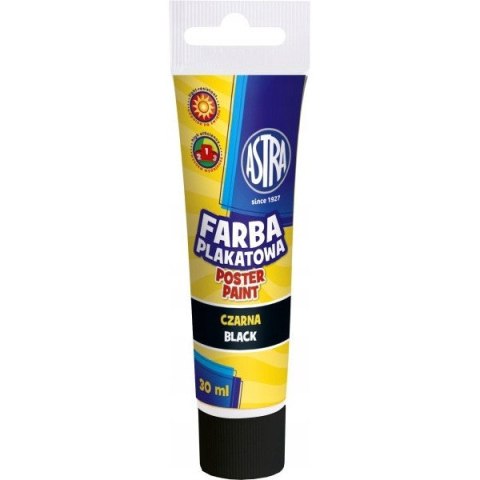 Farba plakatowa w tubkach 30ml szkolna czarna 83110909 ASTRA