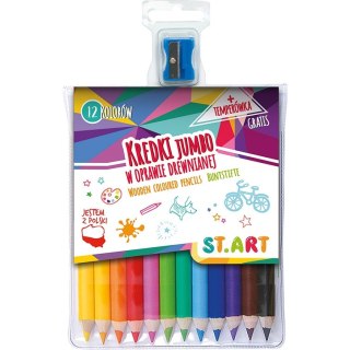 Kredki dla dzieci grube Jumbo Zestaw 12 kredek + temperówka ST.ART St.Majewski
