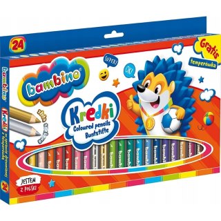 Kredki dla dzieci z glinki kaolinowej Zestaw 24 kredek + temperówka BAMBINO St.Majewski
