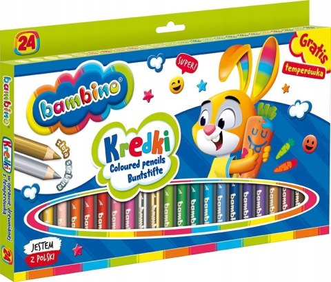 Kredki dla dzieci z glinki kaolinowej Zestaw 24 kredek + temperówka BAMBINO St.Majewski