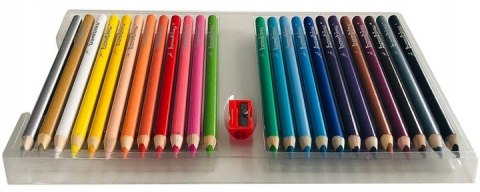 Kredki trójkątne z glinki kaolinowej Zestaw 24 kredek + temperówka BAMBINO St.Majewski