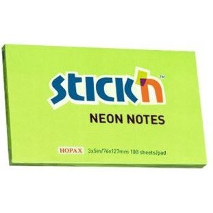 Bloczek STICK"N 127x76mm zielony neon 100k 21171