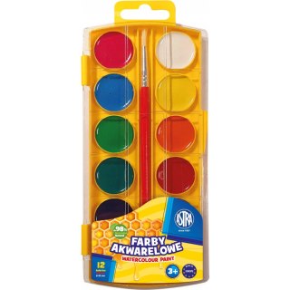 Farby akwarelowe miodowe 12kol. z eurozawieszką 302023003 ASTRA