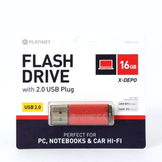 Pamięć USB-A 16GB PLATINET X-DEPO USB 2.0 czerwony (42174)
