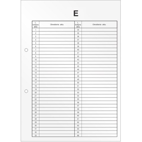 Przekładki do akt osobowych E Wkład do segregatora 10 arkuszy DRU-055E BIURFOL