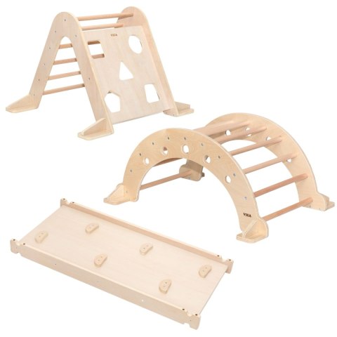 Viga Domowy Plac Zabaw 3w1: Trójkąt Pikler, Bujak i Zjeżdżalnia