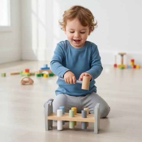 Viga PolarB Drewniana Przebijanka Wbijanka z Młoteczkiem Pingwinek Montessori