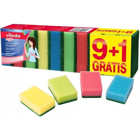 Gąbka do zmywania VILEDA RAINBOW 8,5x5,5cm (9+1 szt)