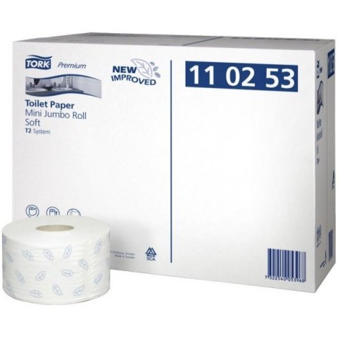 Papier toaletowy TORK T2 (12 rolek) Premium Mini JUMBO makulatura/biały 2w 170m 110253/2000488