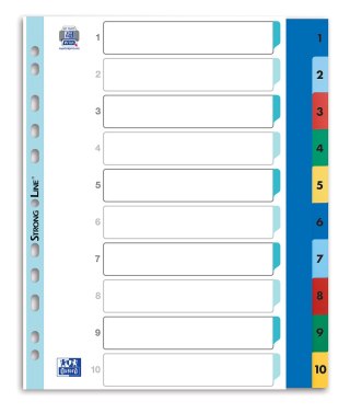 Przekładki A4 MAXI 1-10 kolor PP numeryczne 100205095 OXFORD