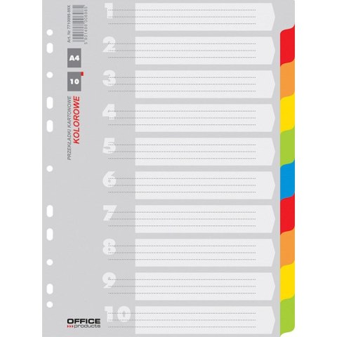Przekładki kartonowe Office Products A4 10 kolorów