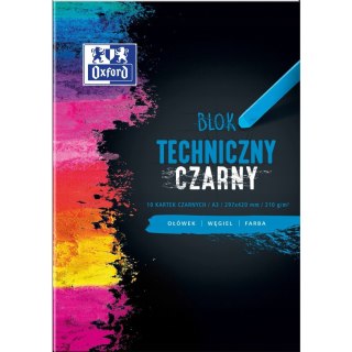 Blok techniczny szkolny A3 czarne kartki 10 kartek 210g 400093235 OXFORD