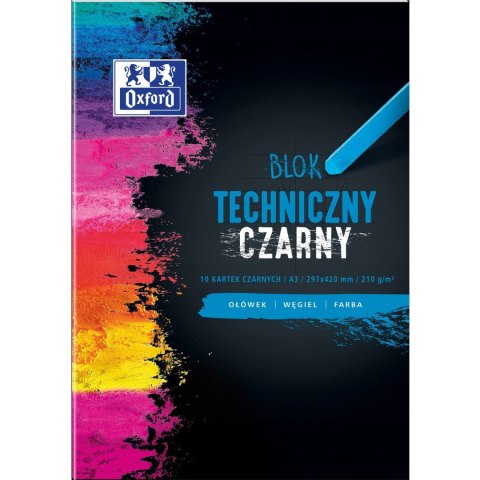 Blok techniczny szkolny A3 czarne kartki 10 kartek 210g 400093235 OXFORD