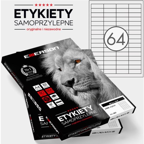 Etykiety Emerson A4 48.5x16.9mm białe (100)