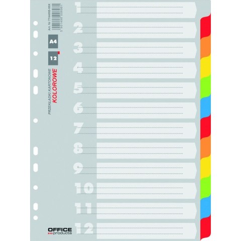 Przekładki kartonowe Office Products A4 12 kolorów