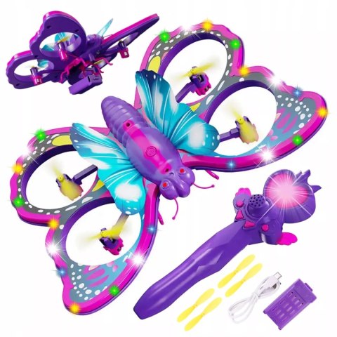 Zdalnie sterowany fioletowy motyl RC latający pilot różdżka mini dron