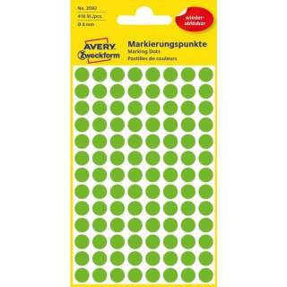 Usuwalne kółka Q8mm 416szt./op. zielone 3592 AVERY ZWECKFORM