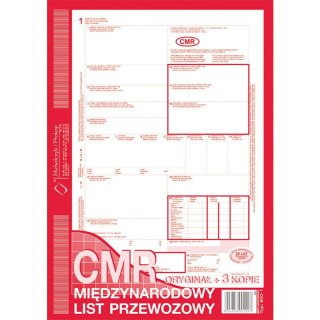 CMR MIĘDZYNARODOWY LIST PRZEWOZOWY A4 (O+3K)