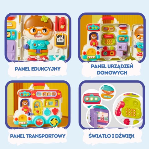 WOOPIE Interaktywna Tablica Manipulacyjna Busy Car Walizka 3w1 Dźwięk Światło