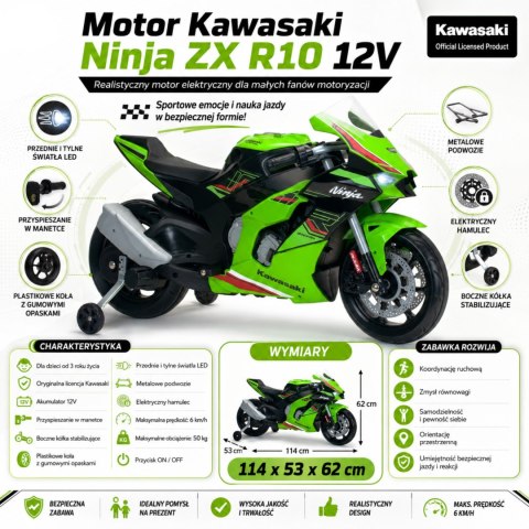 INJUSA Motocykl Kawasaki Ninja ZX R10 12V