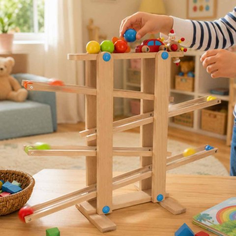 Tor kulkowy drewniany kulodrom montessori XXL
