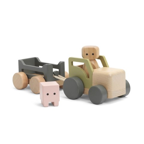 Drewniany traktor, zabawka dla dzieci, zestaw, figurki odgrywanie ról Micki Drewniany traktor, zabawka dla dzieci, zestaw, figurki odgrywanie ról Micki