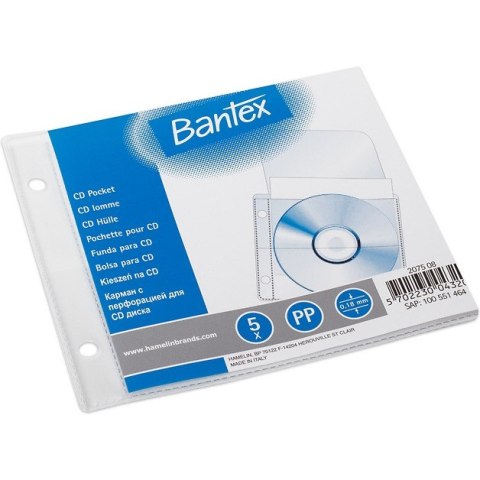 Koszulki groszkowe na płyty CD/DVD 13x15 cm 180mic 5 sztuk 100551464 BANTEX