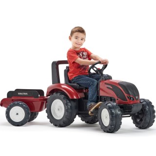 FALK Traktor na Pedały Valtra S4 Bordowy z Przyczepą 3-7 lat