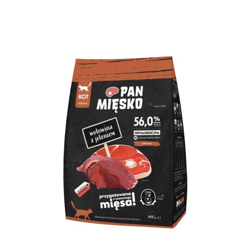 PAN MIĘSKO Sucha karma dla kota - Wołowina z jeleniem, 400 g